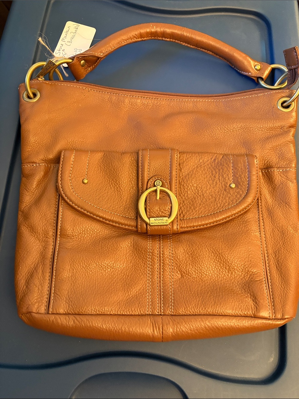 Stone Mountain Accessories Tan Leather Shoulder Bag with Gold Hardware